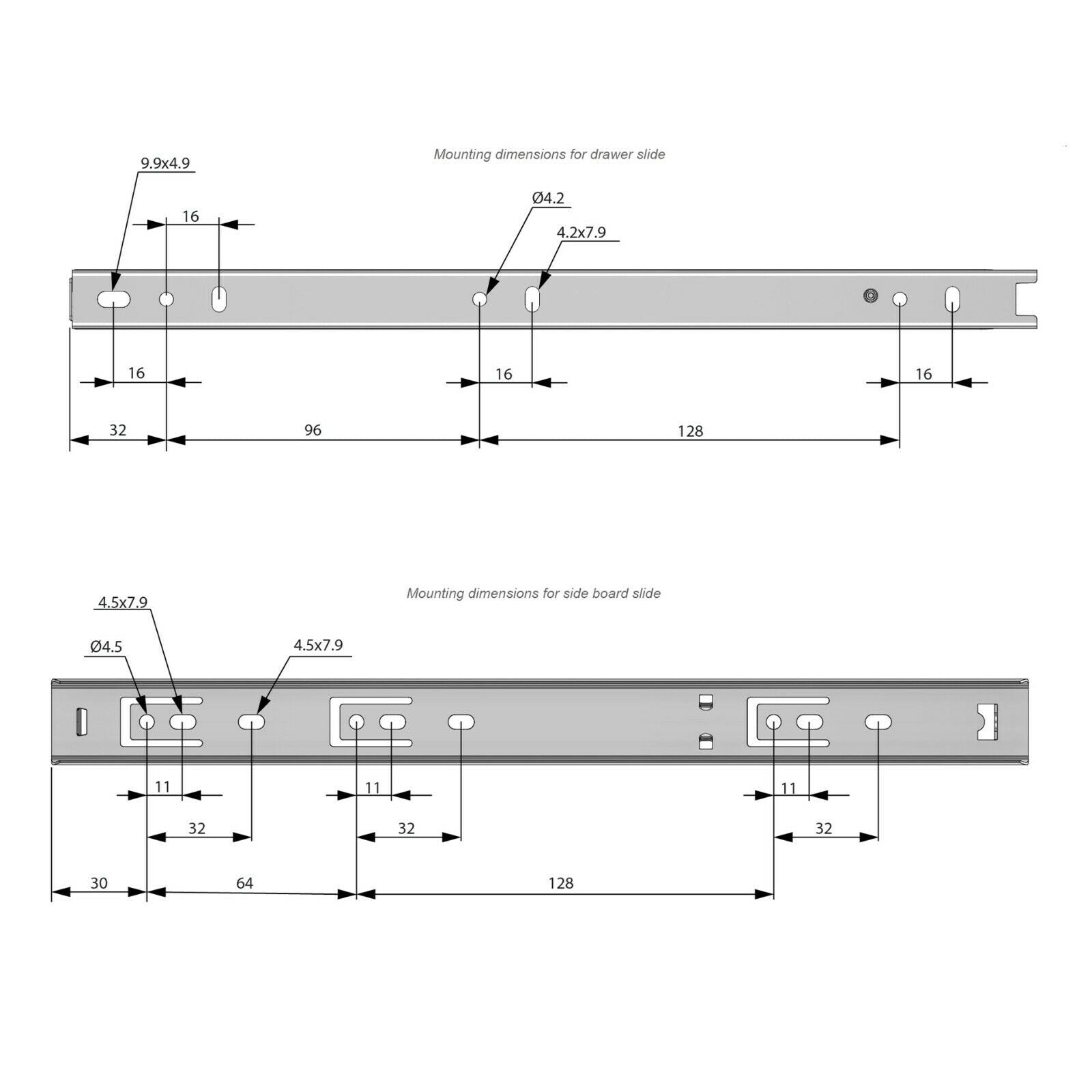 Ensemble de glissières à roulement à billes (gauche et droite), H27 Furnica 