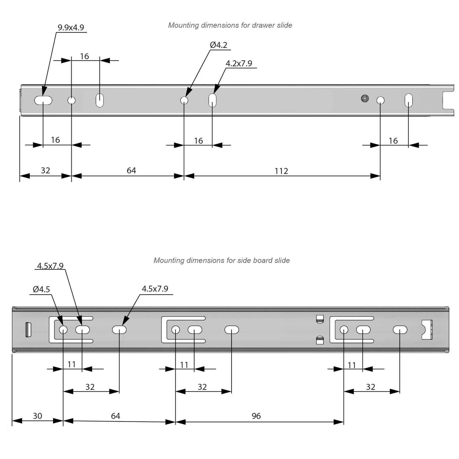 Ensemble de glissières à roulement à billes (gauche et droite), H27 Furnica 