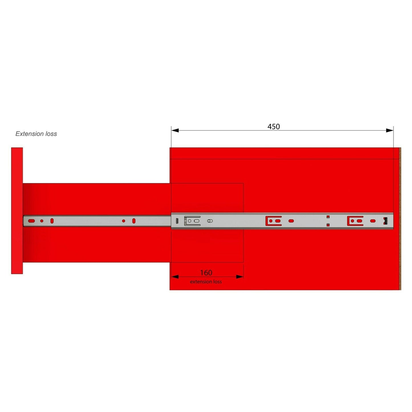 Ensemble de glissières à roulement à billes (gauche et droite), H27 Furnica 