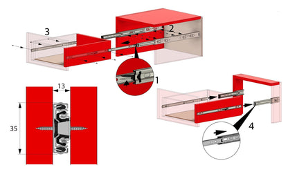 Ensemble de glissières à roulement à billes (gauche et droite), H35 Furnica 