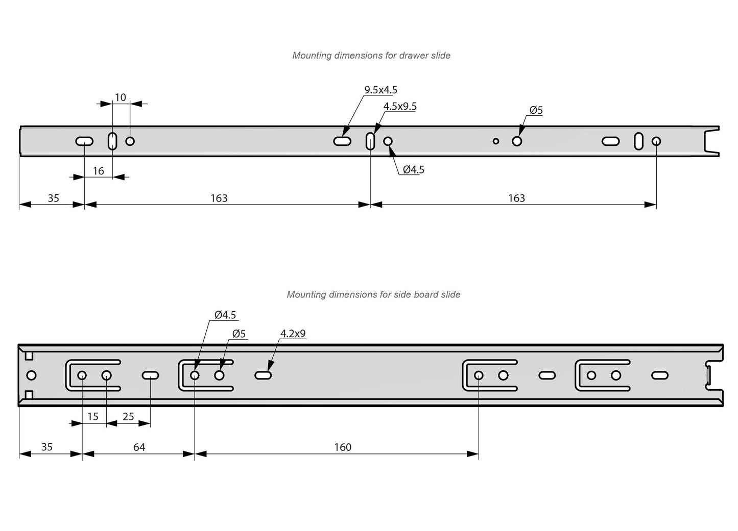 Ensemble de glissières à roulement à billes (gauche et droite), H35 Furnica 