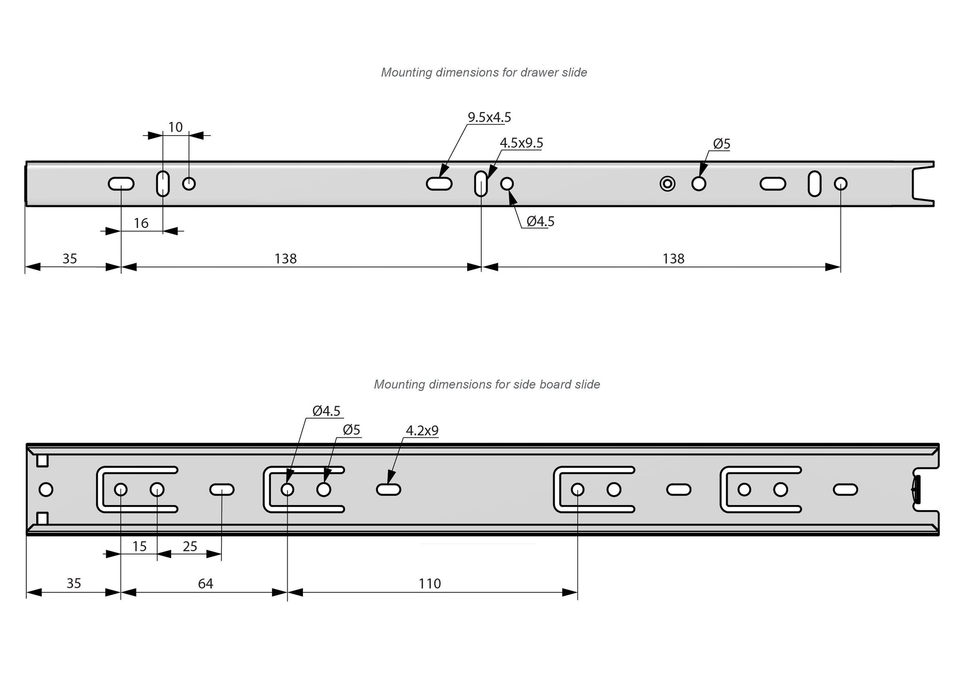 Ensemble de glissières à roulement à billes (gauche et droite), H35 Furnica 