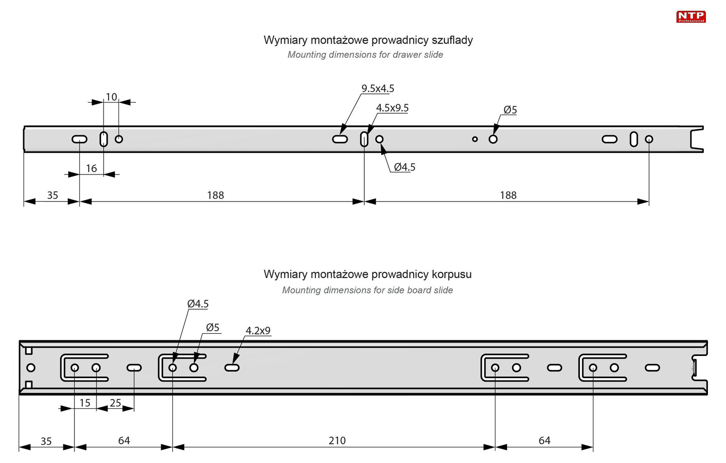 Ensemble de glissières à roulement à billes (gauche et droite), H35 Furnica 