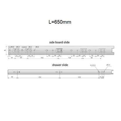 Ensemble de glissières à roulement à billes (gauche et droite), H45 NTP 