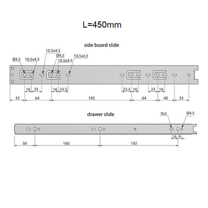 Ensemble de glissières à roulement à billes (gauche et droite), H45 NTP 