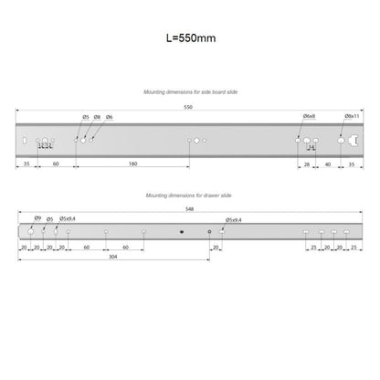 Ensemble de glissières à roulement à billes (gauche et droite), H53 NTP 