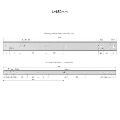Ensemble de glissières à roulement à billes (gauche et droite), H53 NTP 