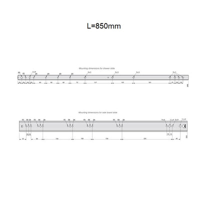 Ensemble de glissières à roulement à billes (gauche et droite), H53 NTP 