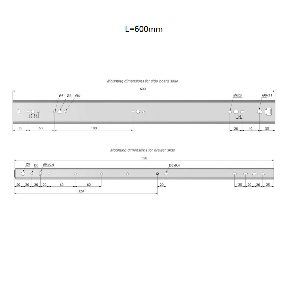 Ensemble de glissières à roulement à billes (gauche et droite), H53 NTP 