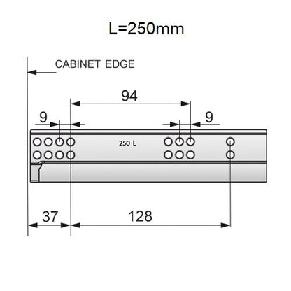 Ensemble de glissières dissimulée à fermeture silencieuse (gauche et droite), extension de 3/4 NTP 