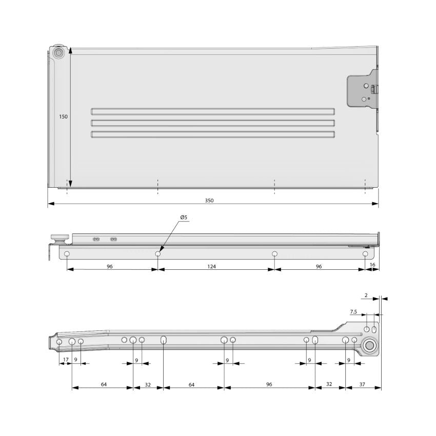 Ensemble de Metalbox avec rouleaux de POM, H150, épaisseur 1,2 mm, blanc
