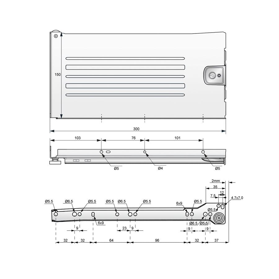 Ensemble de Metalbox avec rouleaux de POM, H150, épaisseur 1,2 mm, blanc NTP 