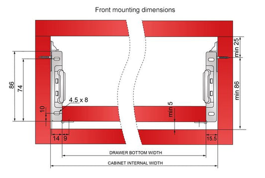 Ensemble de Metalbox avec rouleaux de POM, H86, épaisseur 1,2 mm, blanc NTP 