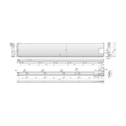 Ensemble de Metalbox avec rouleaux de POM, H86, épaisseur 1,2 mm, blanc NTP 550mm 