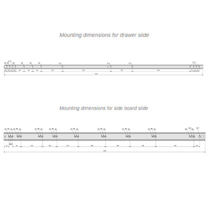 Coulisses à billes - Rainure 53mm (gauche et droite), H53