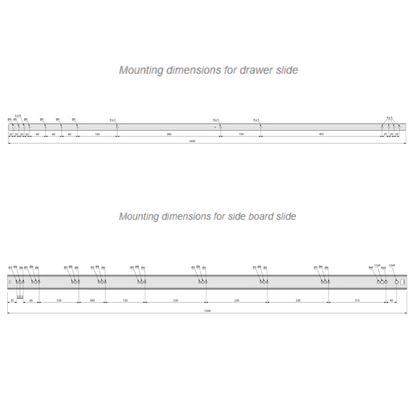 Coulisses à billes - Rainure 53mm (gauche et droite), H53