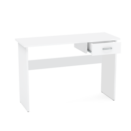LEON - Bureau d'ordinateur - 1 Tiroir - H75cm L100cm P40cm (Blanc)