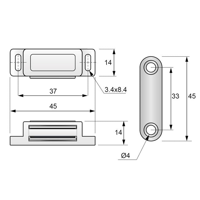 Loqueteau Magnetique Noir NTP 