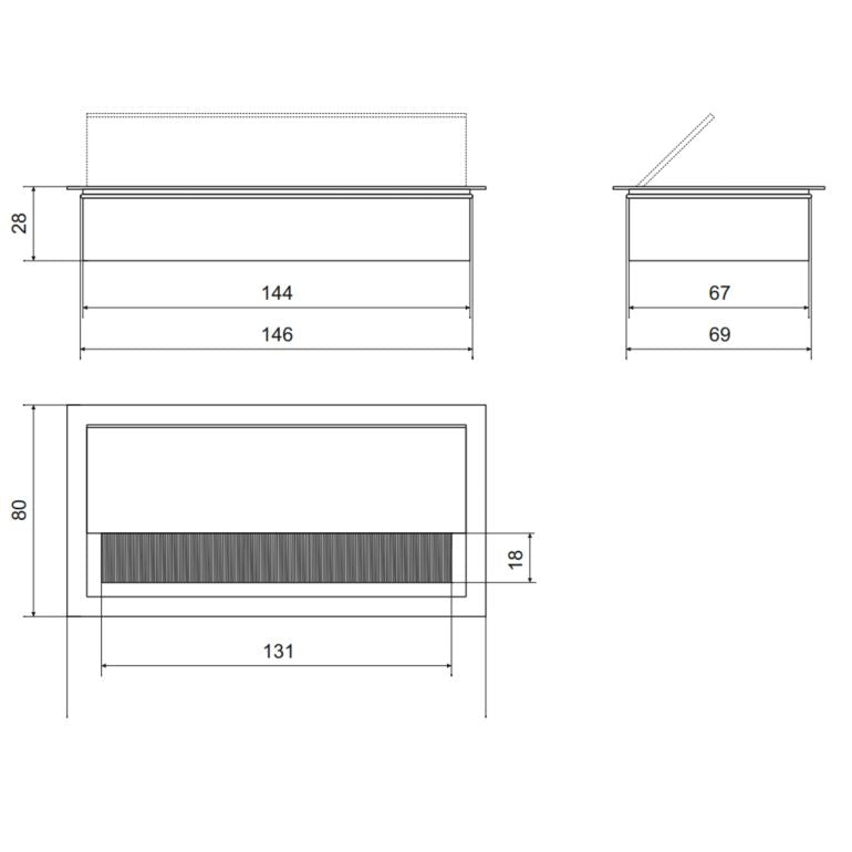 Passe-câble rectangulaire en aluminium 160x80mm - Noir Furnica 