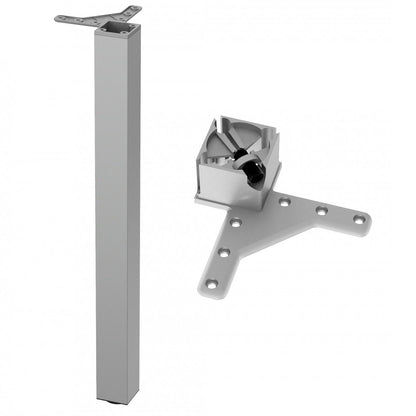 Pied de meuble carré réglable 710mm, Plaque de montage ZnAl - Aluminium Furnica 