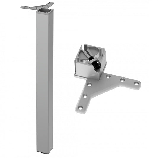 Pied de meuble carré réglable 710mm, Plaque de montage ZnAl - Aluminium Furnica 