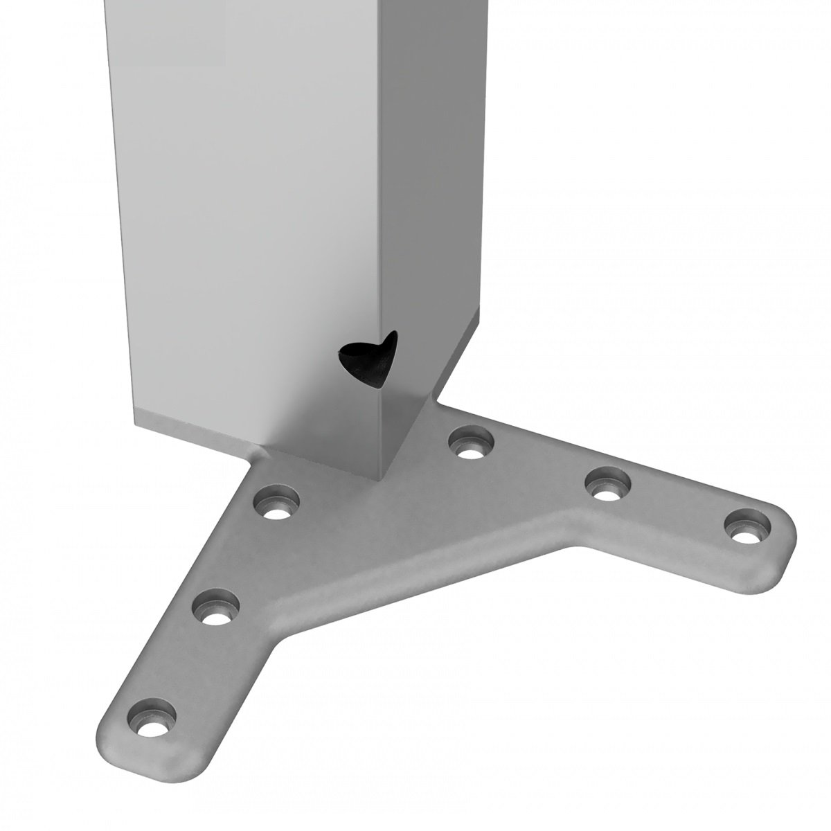 Pied de meuble carré réglable 710mm, Plaque de montage ZnAl - Aluminium Furnica 