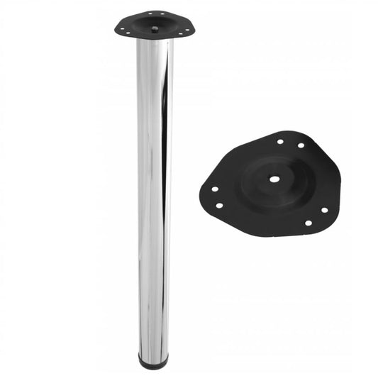 Pied de meuble réglable 710mm, plaque de montage en acier - Chrome NTP Chrome 