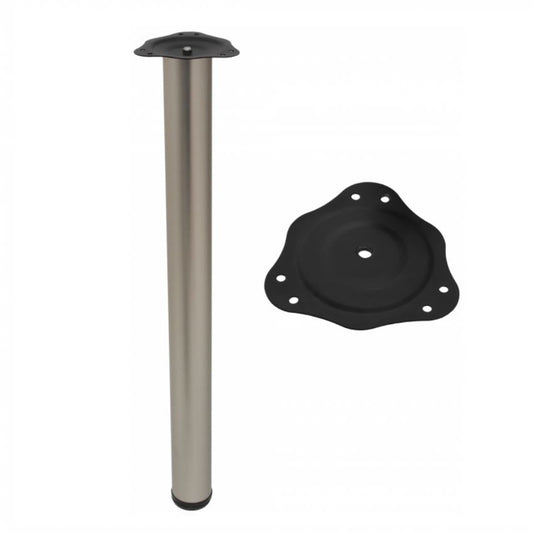 Pied de meuble réglable 710mm, plaque de montage en acier - Satin NTP Satin 