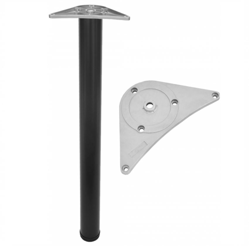 Pied de meuble réglable 710mm, plaque de montage ZnAl - Noir NTP Noir 