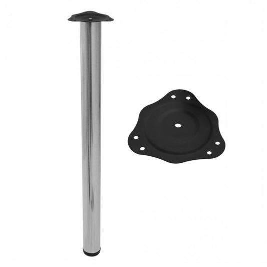 Pied de meuble réglable 820mm, plaque de montage en acier - Nickel brossé NTP Nickel brossé 