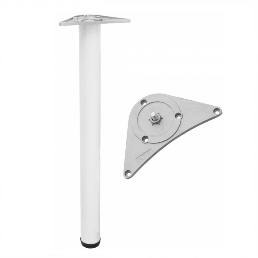 Pied de meuble réglable 820mm, plaque de montage ZnAl - Blanc NTP Blanc 