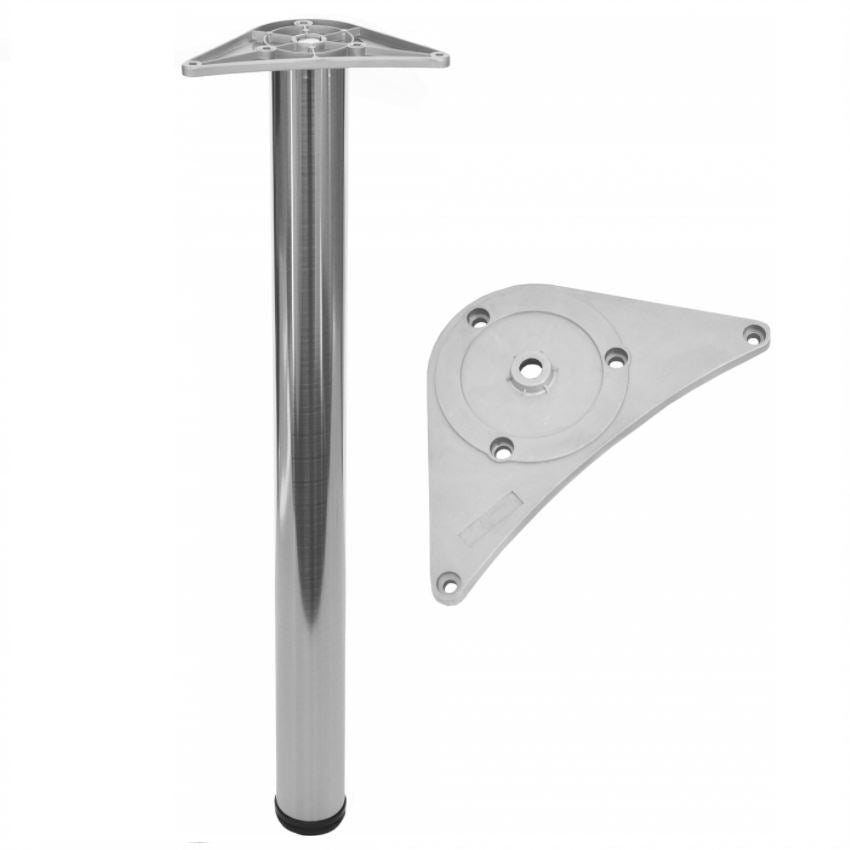 Pied de meuble réglable 820mm, plaque de montage ZnAl - Nickel brossé NTP Nickel brossé 