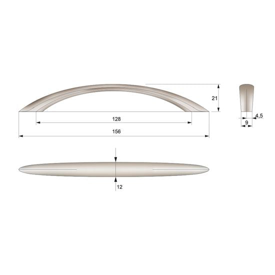 Poignée de meuble 128mm UZ04 - Satin NTP 
