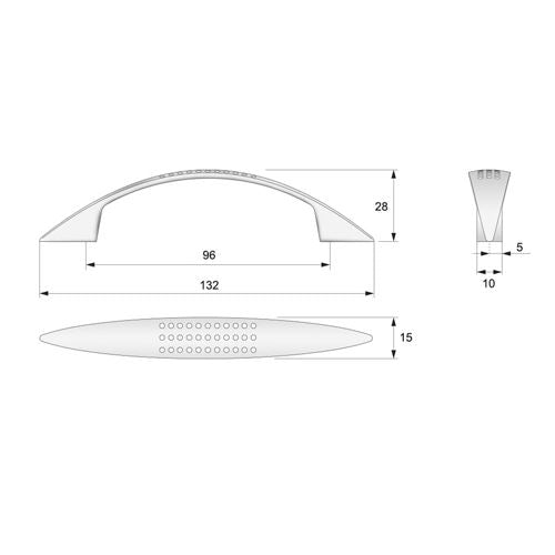 Poignée de meuble 96mm UZ01 - Aluminum NTP 