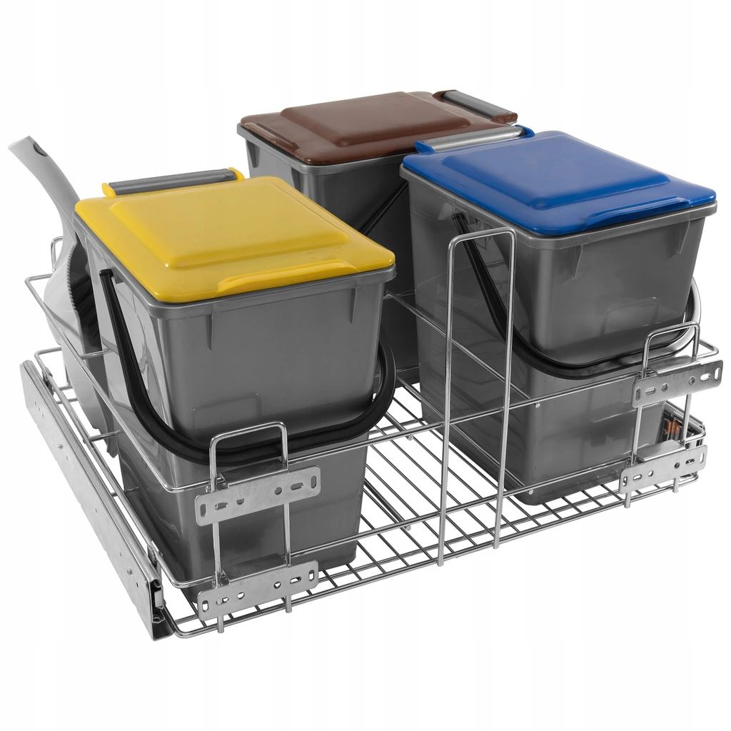Poubelle de cuisine encastrable à fermeture silencieuse / Organiseur - 60cm Cabinet Furnica 