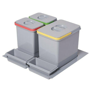 Poubelle de tri sélectif- 60cm - 3 conteneurs (15L+ 2x7L)