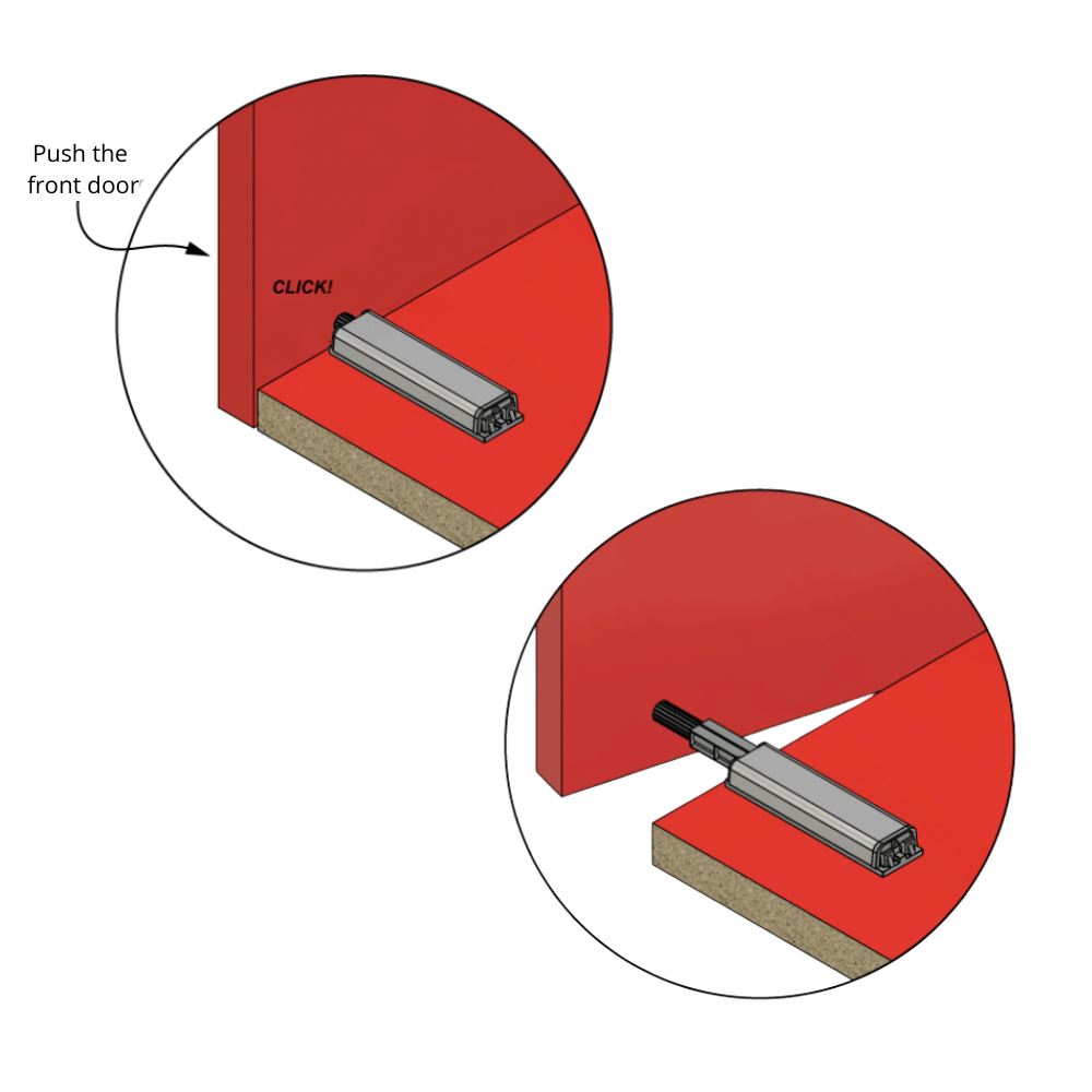 Push to Open latch - Charnières à ressort - avec embout en caoutchouc Zinc/Gris