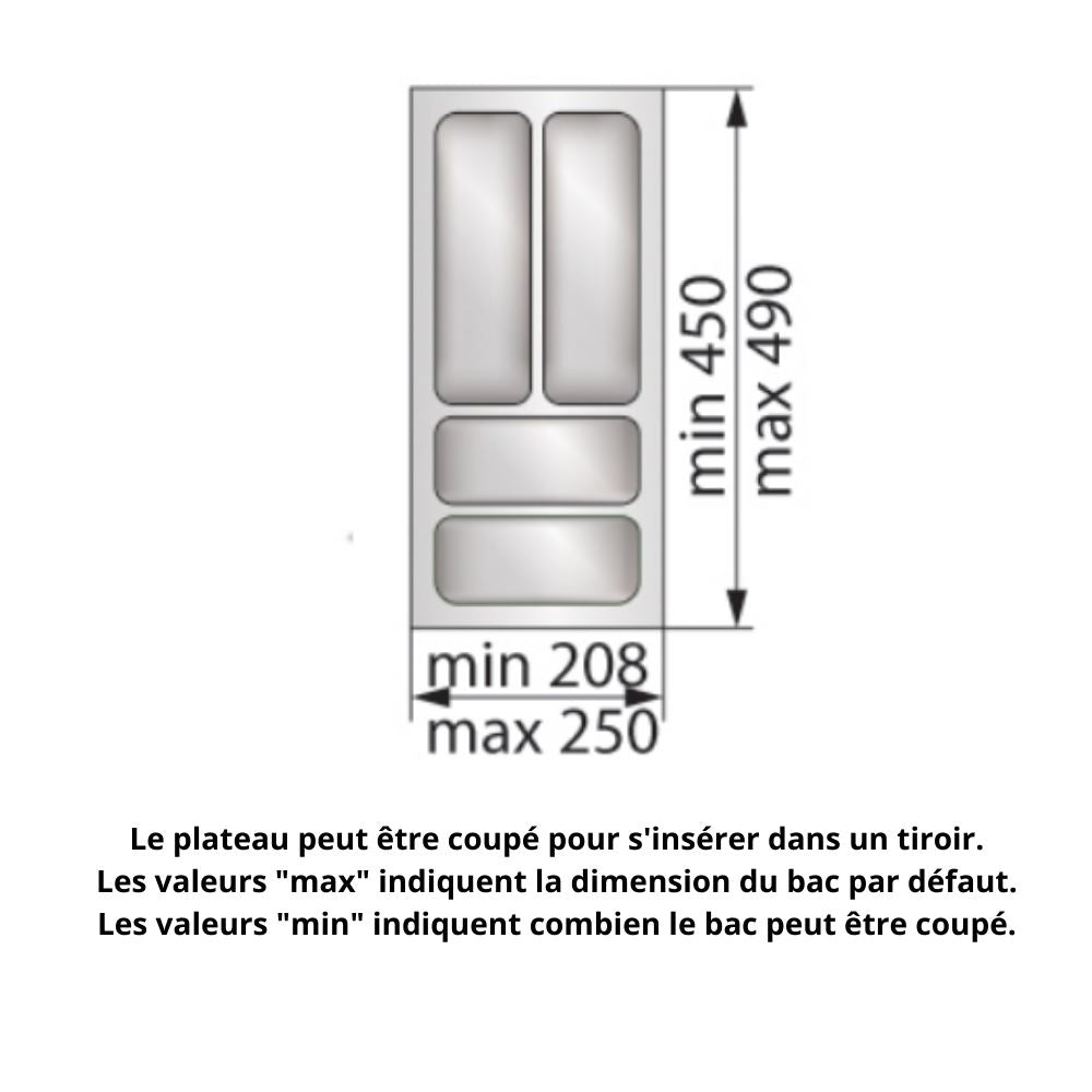Range-couverts pour tiroir, largeur du meuble: 300 mm, profondeur: 490 mm - Blanc NTP 