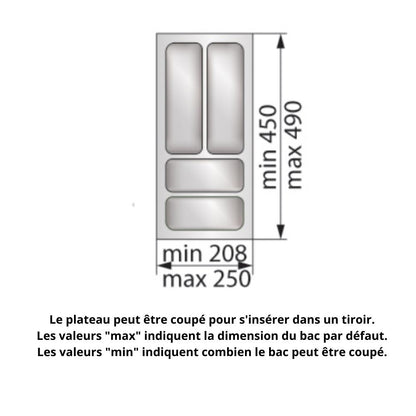 Range-couverts pour tiroir, largeur du meuble: 300 mm, profondeur: 490 mm - Blanc NTP 