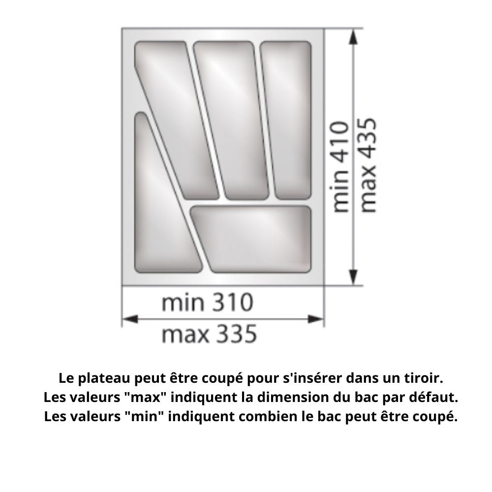 Range-couverts pour tiroir, largeur du meuble: 400 mm, profondeur: 430 mm - Blanc NTP 