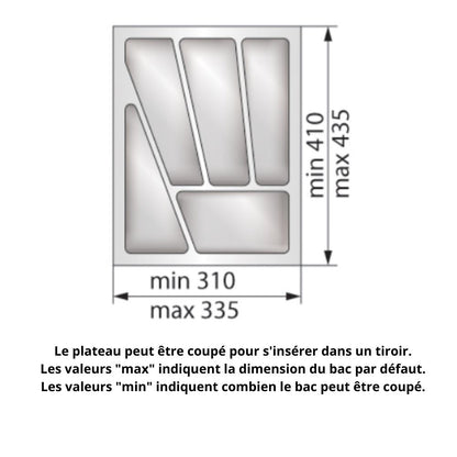 Range-couverts pour tiroir, largeur du meuble: 400 mm, profondeur: 430 mm - Blanc NTP 