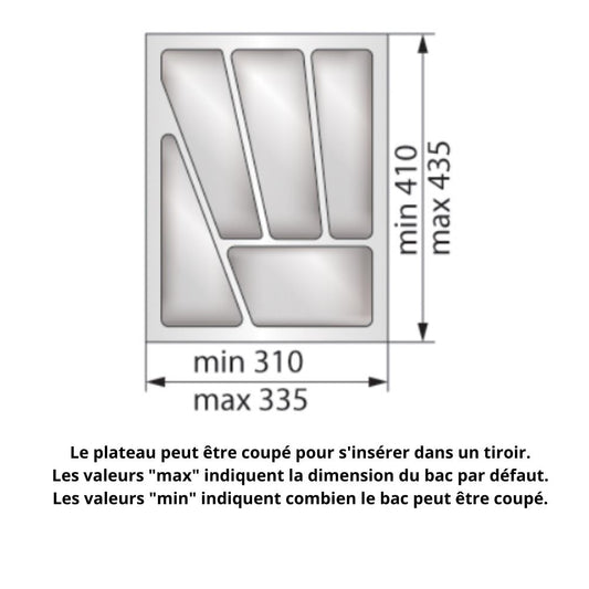 Range-couverts pour tiroir, largeur du meuble: 400 mm, profondeur: 430 mm - Blanc NTP 