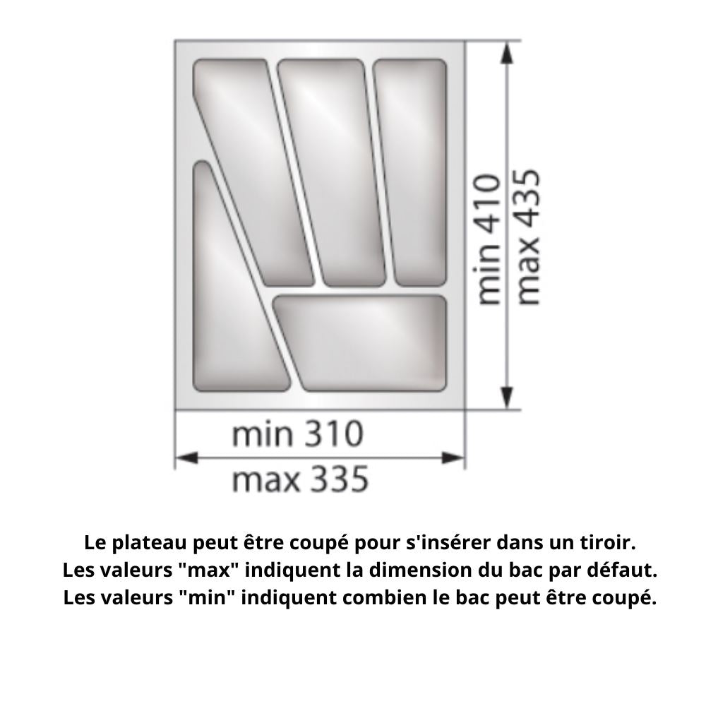 Range-couverts pour tiroir, largeur du meuble: 400 mm, profondeur: 430 mm - Blanc