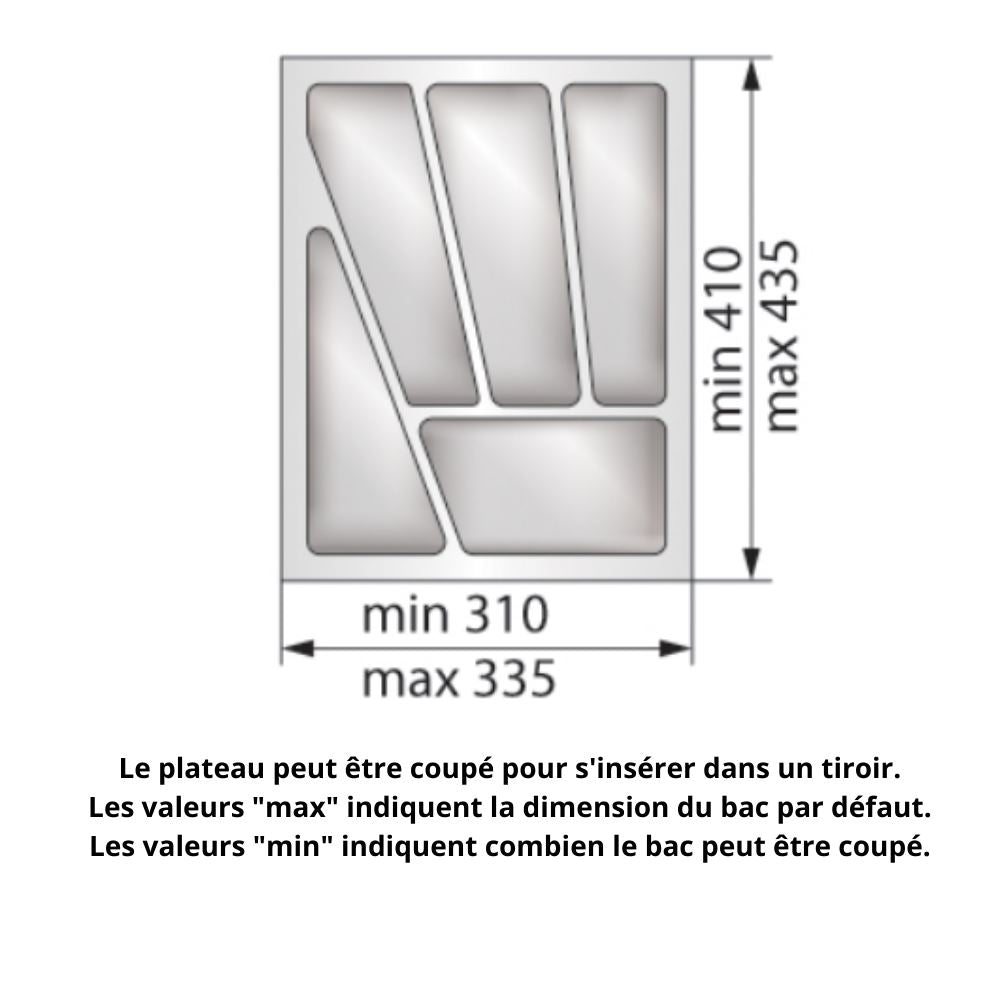 Range-couverts pour tiroir, largeur du meuble: 400 mm, profondeur: 430 mm - Métallique NTP 