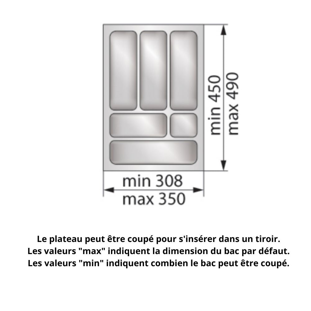 Range-couverts pour tiroir, largeur du meuble: 400 mm, profondeur: 490 mm - Blanc