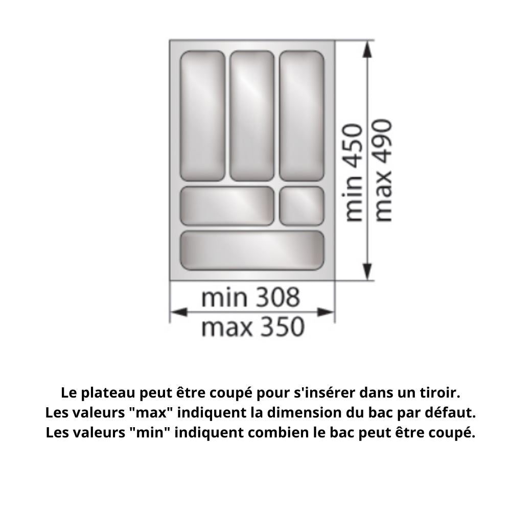 Range-couverts pour tiroir, largeur du meuble: 400 mm, profondeur: 490 mm - Métallique NTP 