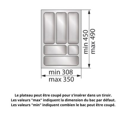 Range-couverts pour tiroir, largeur du meuble: 400 mm, profondeur: 490 mm - Métallique NTP 