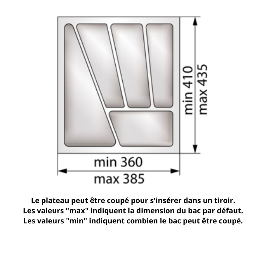 Range-couverts pour tiroir, largeur du meuble: 450 mm, profondeur: 430 mm - Blanc