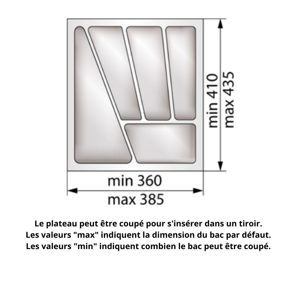 Range-couverts pour tiroir, largeur du meuble: 450 mm, profondeur: 430 mm - Métallique NTP 