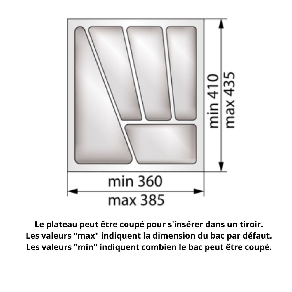 Range-couverts pour tiroir, largeur du meuble: 900 mm, profondeur: 490 mm -  Métallique - Furnica